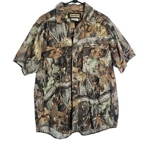 Remington Camo Short Sleeve Vented Button Shirt Pockets Men's Large (42-44) EUC